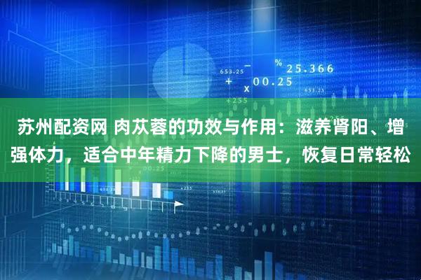 苏州配资网 肉苁蓉的功效与作用：滋养肾阳、增强体力，适合中年精力下降的男士，恢复日常轻松